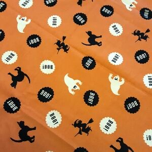 Halloween 82x60 Tablecloth Washable Cotton Orange Black Cats Ghosts Witches BOO!
